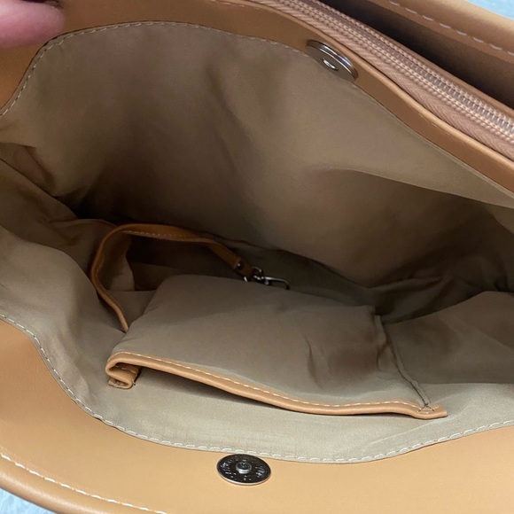 Giani Bernini Saffiano Leather Tote Handbag Blue Brown New - Picture 9 of 10